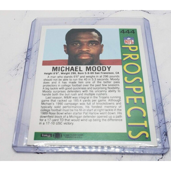 1992 Fleer Football Card #444 Michael Moody RC - Picture 4 of 4